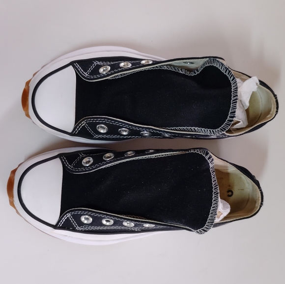 Converse Kids Black Canvas Slip-On Sneakers with White Toecaps and Gum Outsoles - Picture 2 of 9